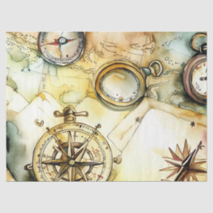 Papier Mousseline "Adventure Await : Cartes & Travel"
