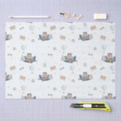 Papier Mousseline Adventure Cute Aviation Bear Blue Plane Decoupage (Artisanat)