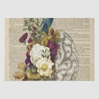 Papier Mousseline affiche d'anatomie du cerveau floral médical