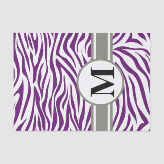 Papier Mousseline African Violet Safari Zebra avec monogramme (Recto)