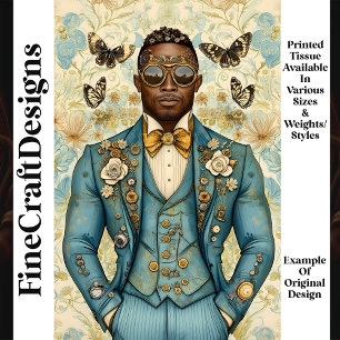 Papier Mousseline Afro-Américain Steampunk Masculin Bleu P8 Découpag