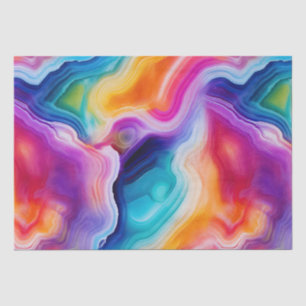 Papier Mousseline Agate Arc-en-Ciel Motif de Pierre Abstraite Vibr