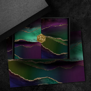 Papier Mousseline Agate attrayante Joyau foncé Tone Pierre Or Vein