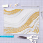 Papier Mousseline Agate blanc et or (Artisanat)