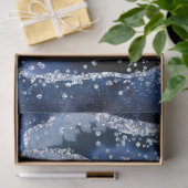 Papier Mousseline Agate bleu chic avec étincelles opalescentes (Cadeau)