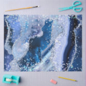 Papier Mousseline Agate bleu chic avec étincelles opalescentes (Artisanat)