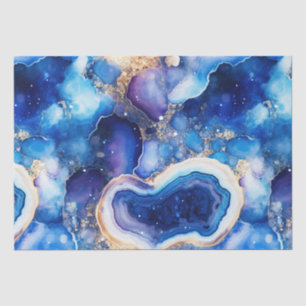 Papier Mousseline Agate Céleste Motif de Géode de Pierre Abstraite