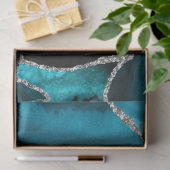 Papier Mousseline Agate de Parties scintillant turquoise bleu et arg (Cadeau)