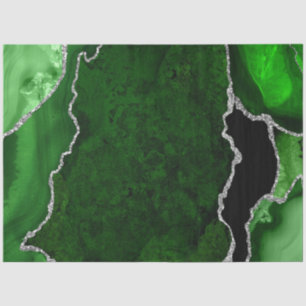 Papier Mousseline Agate de Parties scintillant verte et argentée