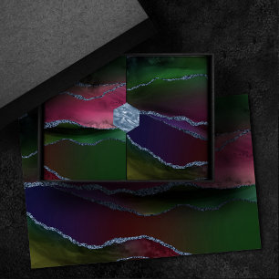 Papier Mousseline Agate dynamique   Couleur rose et vert pour bijou