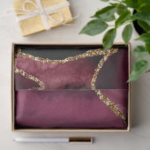 Papier Mousseline Agate Faux Pailleté Rouge et Or (Cadeau)