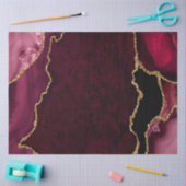 Papier Mousseline Agate Faux Pailleté Rouge et Or (Artisanat)