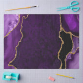 Papier Mousseline Agate Faux Pailleté Violet et Or (Artisanat)