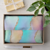 Papier Mousseline Agate Holo | Faux Iridescente Pastel Ombre Marble (Cadeau)