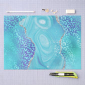 Papier Mousseline Agate Léopard Bleu | Pierre Abstraite Glamour (Artisanat)