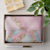 Papier Mousseline Agate Marble Moderne Blue Rose Gold Collection (Cadeau)