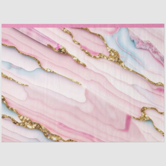 Papier Mousseline Agate Marble tendance Blue Pink Gold Collection (Recto)