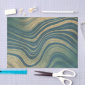 Papier Mousseline Agate/marbre vert et or (Artisanat)