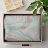 Papier Mousseline Agate/marbre vert et rose (Cadeau)