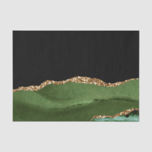 Papier Mousseline Agate Marbrée Vert Émeraude Pierre Contemporaine