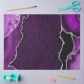 Papier Mousseline Agate pailletée fausse pourpre et argent (Artisanat)