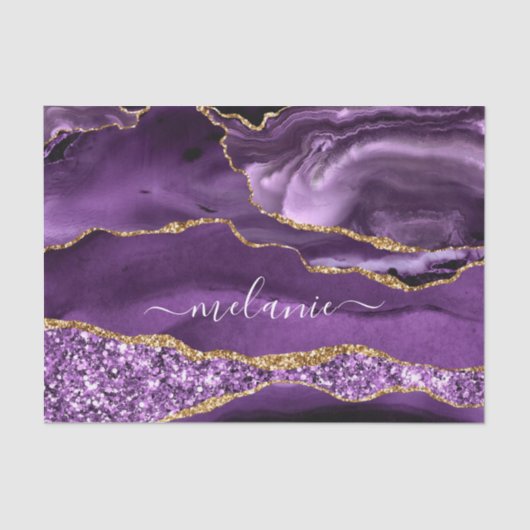 Papier Mousseline Agate Purple Gold Parties scintillant Nom personna (Recto)
