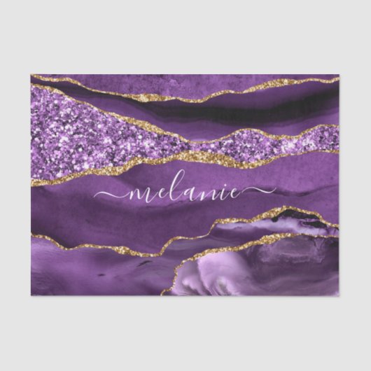 Papier Mousseline Agate Purple Gold Parties scintillant Nom personna (Recto)