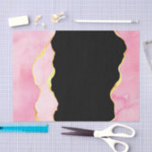 Papier Mousseline Agate rose, noire et or (Artisanat)