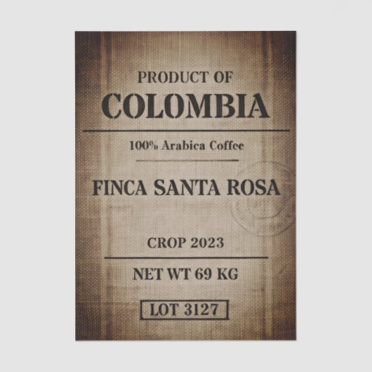 Papier Mousseline Aged Coffee Sack Typography Design FC9 Decoupage (Recto)