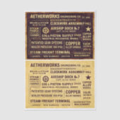 Papier Mousseline Aged Distressed Steampunk Work Signs FA8 Decoupage (Recto)