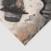 Papier Mousseline Aging Pianist With Swirling Notes Decoupage (Détail)