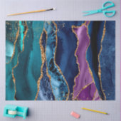 Papier Mousseline Agitation bleu/Turquoise/violet avec Veines Partie (Artisanat)