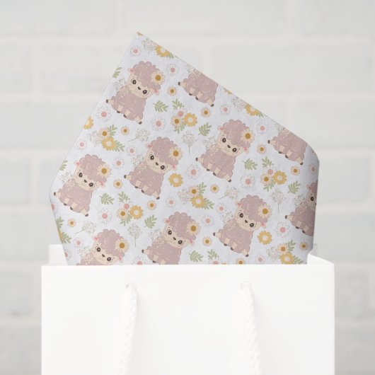 Papier Mousseline agneau de petite fille mignon  (Sac cadeau)