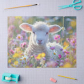 Papier Mousseline Agneau mignon avec Découpage Fleur sauvage coloré (Artisanat)