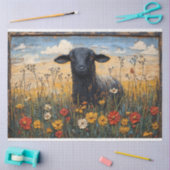 Papier Mousseline Agneau noir rustique avec découpage Art Fleur sauv (Artisanat)