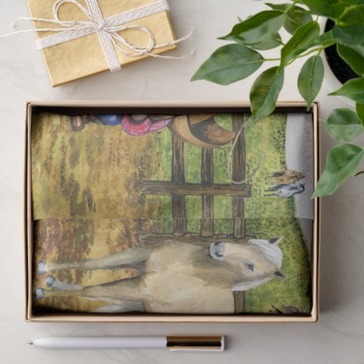 Papier Mousseline Agritourisme Cheval Cowboy Gnome Paysage (Cadeau)