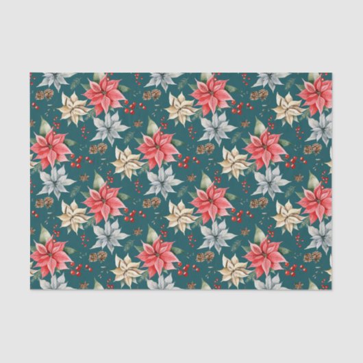 Papier Mousseline Agritourisme Poinsettia Aquarelle Foliing d'hiver (Recto)