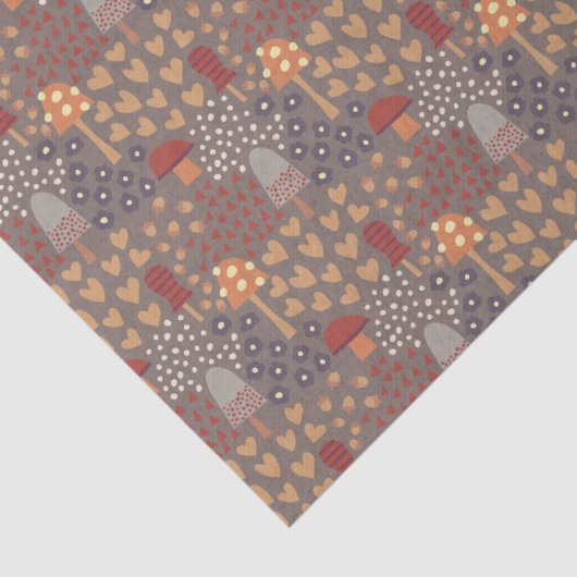 Papier Mousseline Agritourisme rustique Champignons d'automne Coeurs (Détail)