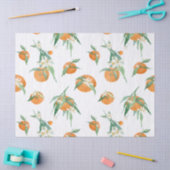 Papier Mousseline Agrumes orange n Blanc Floral Folial Aquarelle (Artisanat)