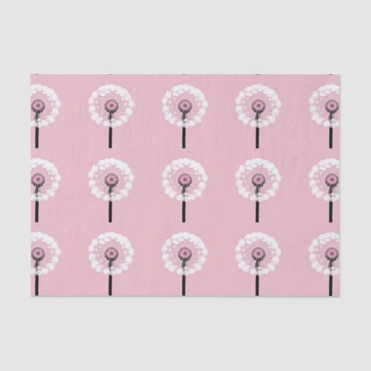 Papier Mousseline AI Art Dandelions blancs Papier Tissu rose (Recto)