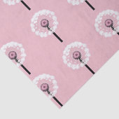 Papier Mousseline AI Art Dandelions blancs Papier Tissu rose (Détail)