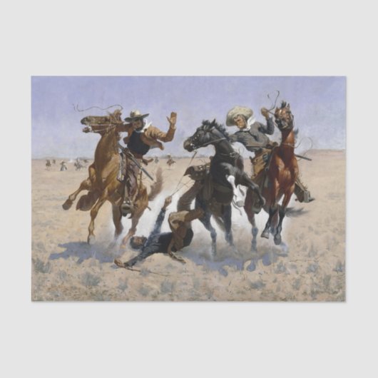 Papier Mousseline Aiding a Comrade by Frederic Remington (Recto)