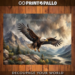 Papier Mousseline Aigle américain volant au-dessus des montagnes Roc