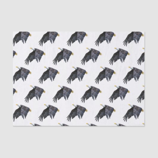 Papier Mousseline Aigle patriotique américain à tête blanche en vol (Recto)