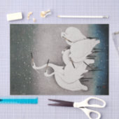 Papier Mousseline Aigrettes japonaises Grues Koson Neige d'hiver (Artisanat)