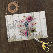 Papier Mousseline Ailes translucides libellule Fleurs roses