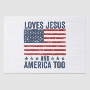 Papier Mousseline Aime Jésus et l'Amérique Trop Dieu Chrétien 4ème d