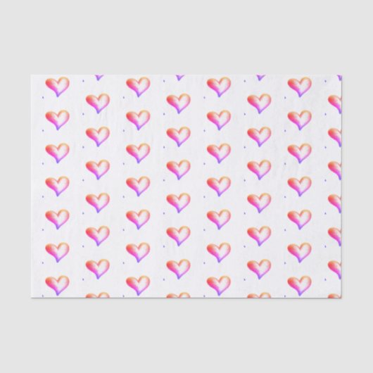 Papier Mousseline Aimer les coeurs brillants (Recto)