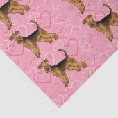 Papier Mousseline Airedale Terrier mignon chien amour avec les coeur (Détail)