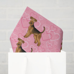 Papier Mousseline Airedale Terrier mignon chien amour avec les coeur